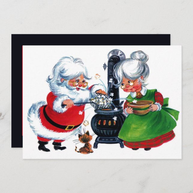 Navidad retro vintage Santa Sra Claus (Anverso / Reverso)