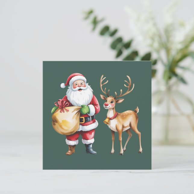 Navidad Retro Xmas Reno Vintage Fiesta (Anverso de pie)