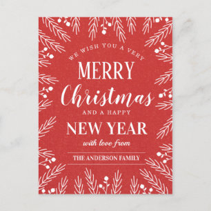 Navidad Roja Personalizada Feliz Año Nuevo