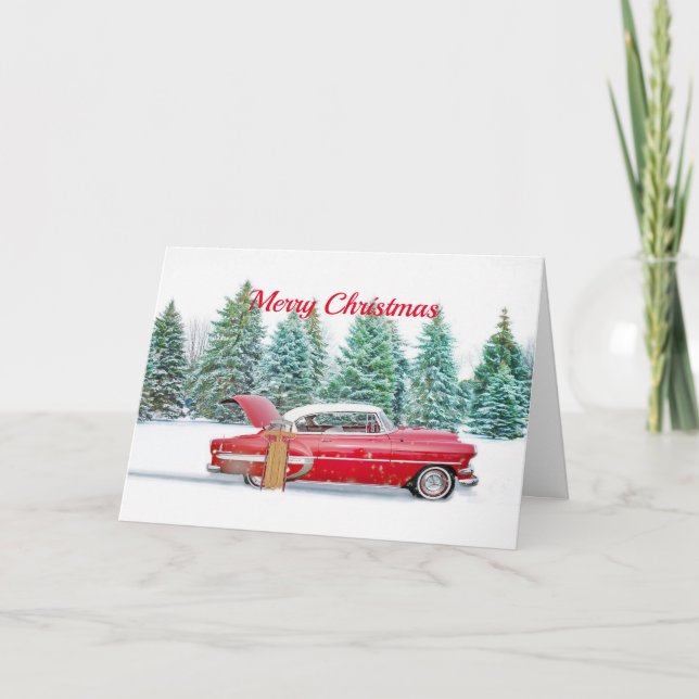 Navidad rojo del coche del vintage (Anverso)