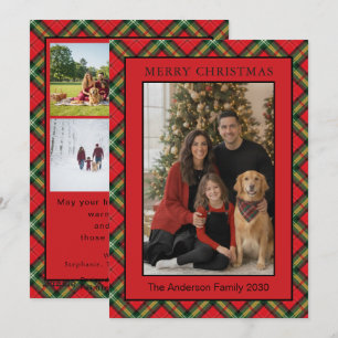 Navidad Rojo Verde Cuadros 5 Foto Personalizada Va