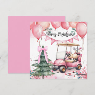 Navidad rosa con carrito de golf para golfista