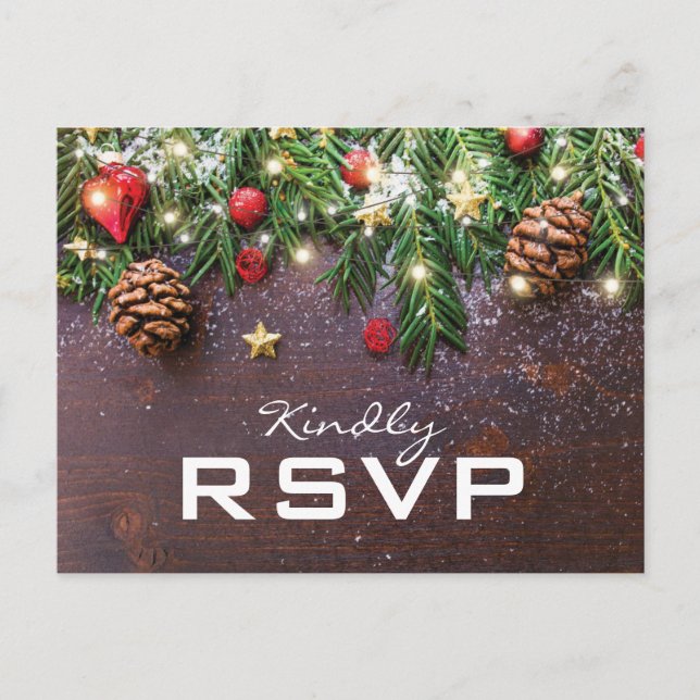 Navidad Rural de Campo Invitación de Boda de Invie (Anverso)