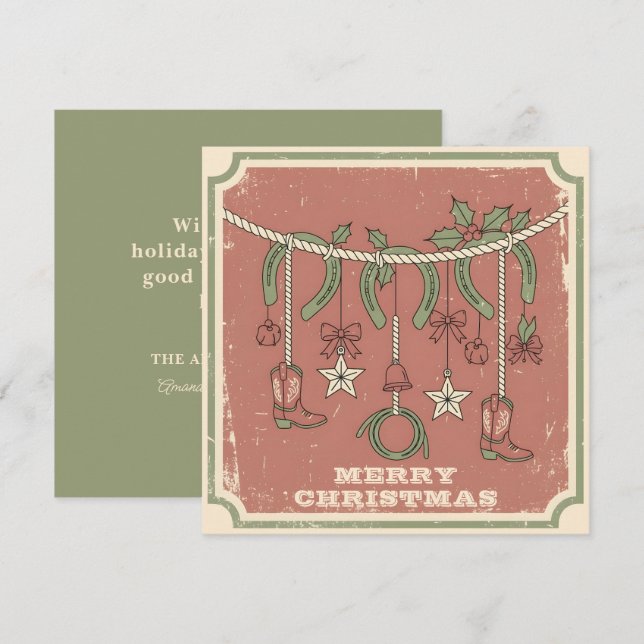 Navidad Rústica Boho Alegre en el Rancho (Anverso / Reverso)