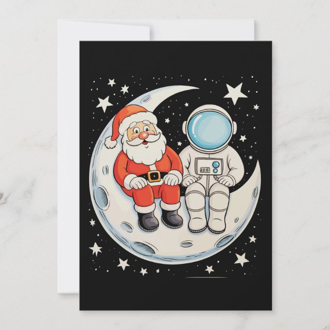 Navidad Santa Astronauta Luna Espacio Xmas Fiesta (Anverso)