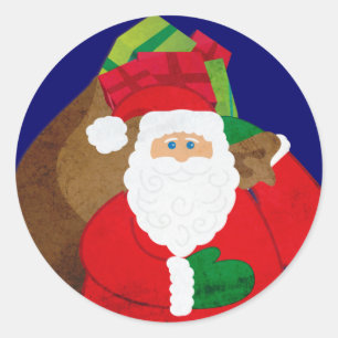 Navidad Santa con el pegatina redondo de los