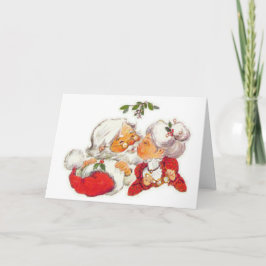 Navidad Santa del vintage que besa a señora Claus