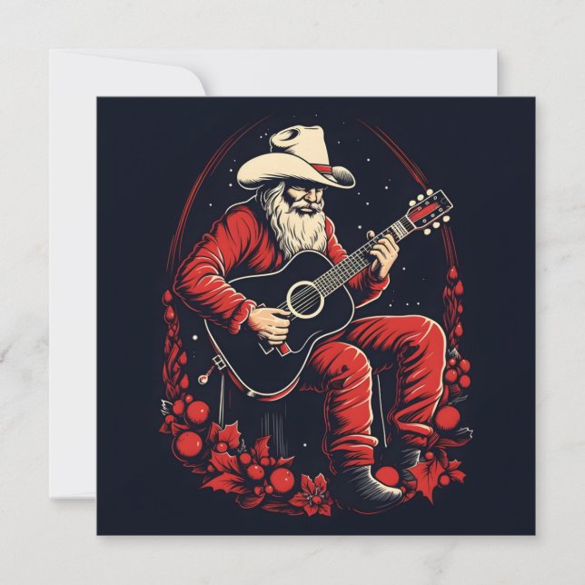 navidad santa tocando guitarra  (Anverso)