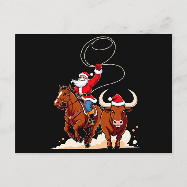 Navidad Santa Vaquero Lazo Toros Rodeo (Anverso)