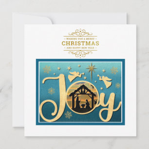 Navidad Silueta de la Natividad "JOY" en Oro Moder