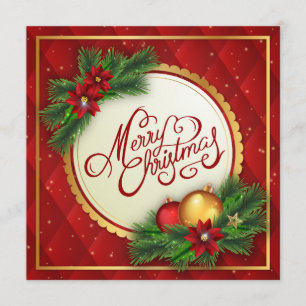 Navidad Silver y Red Merry  Invitación