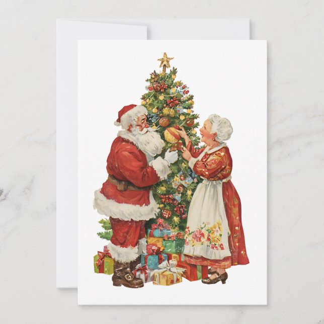 Navidad Sr y Sra Claus Retro Vintage Simple  (Anverso)
