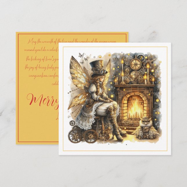 Navidad Steampunk – Hada junto a la Chimenea  (Anverso / Reverso)