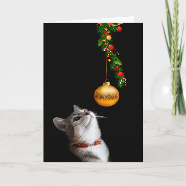 Navidad tentado del gato del gatito (Anverso)