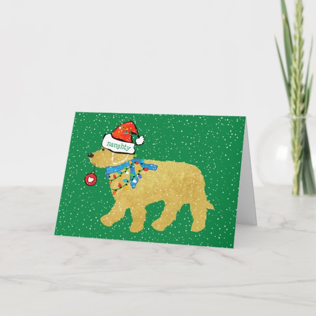 Navidad travieso personalizado Goldendoodle (Anverso)