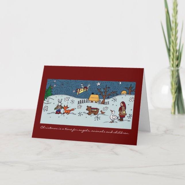 Navidad ucraniano, ángeles, animales, niños (Anverso)