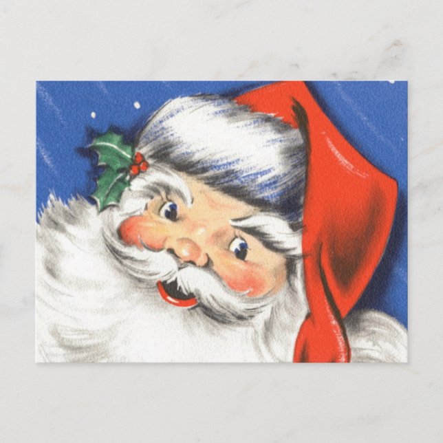 Navidad Vintage, alegre Santa Claus con música (Anverso)