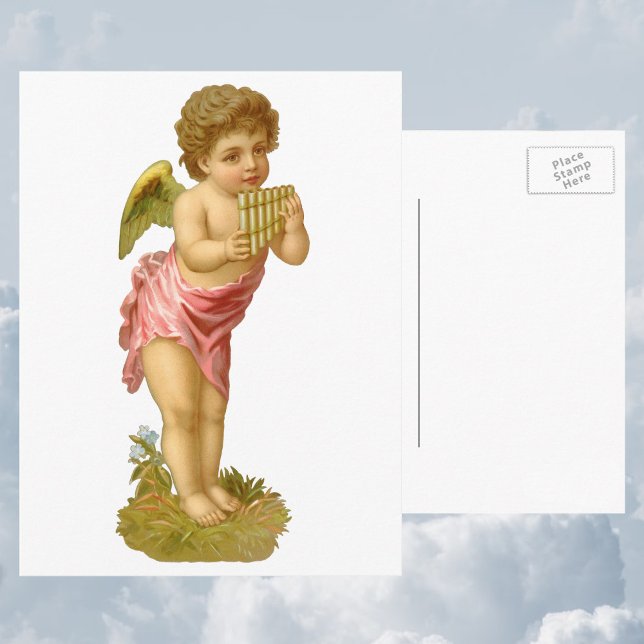Navidad vintage, ángel músico con tubos de pan (Subido por el creador)