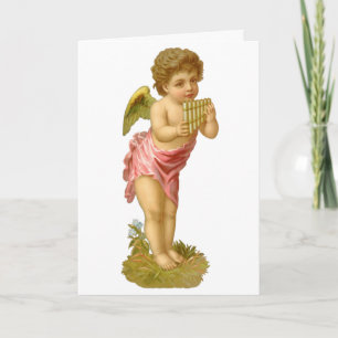 Navidad vintage, ángel músico con tubos de pan