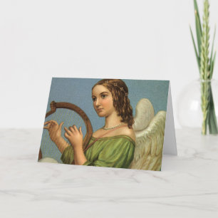 Navidad Vintage, Ángel Victoriano con Arpa de Músi