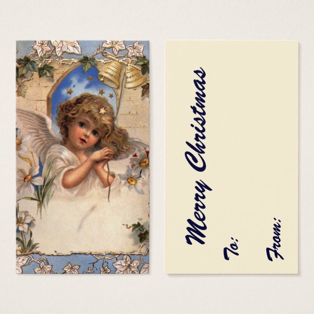 Navidad vintage, Ángel victoriano con campanas de  (Anverso y reverso)