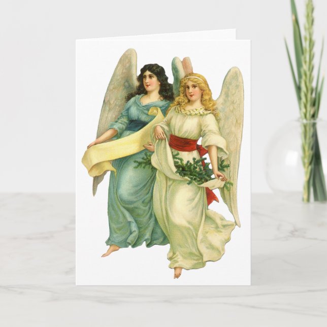Navidad vintage, ángeles victorianos angélicos (Anverso)