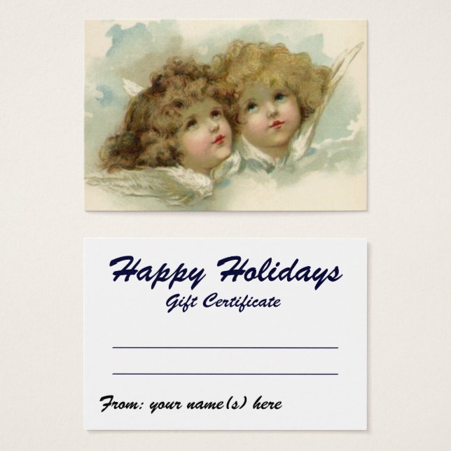 Navidad vintage, ángeles victorianos en las nubes (Anverso y reverso)