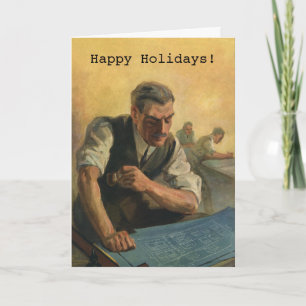 Navidad vintage, arquitecto w Building Blueprints