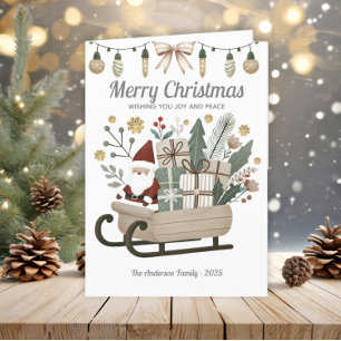 Navidad Vintage Boho Santa Trineo Tonos Terrosos