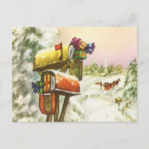 Navidad vintage, buzones de correo en el paisaje i