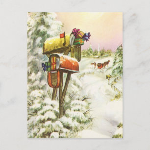 Navidad vintage, buzones de correo en el paisaje i
