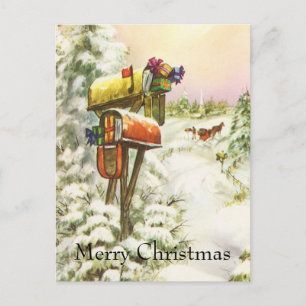 Navidad Vintage, buzones en paisaje invernal