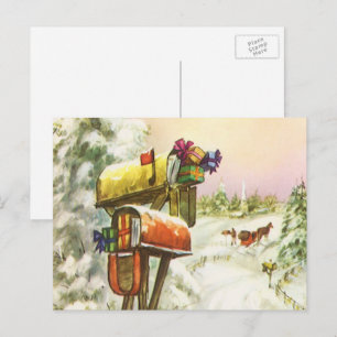 Navidad Vintage, buzones en paisaje invernal