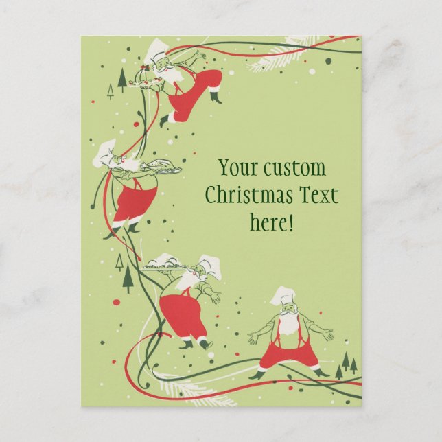 Navidad vintage, chef de Santa Claus con cena (Anverso)