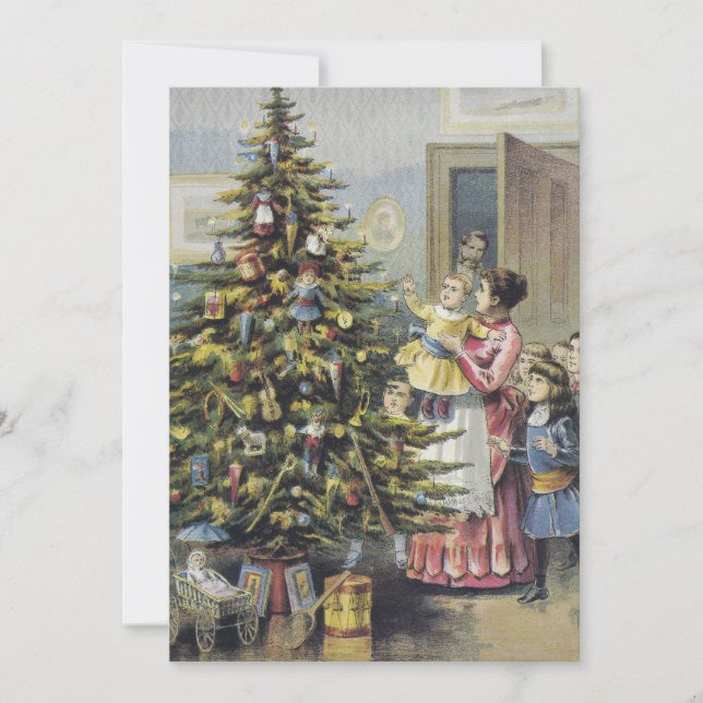 Navidad vintage, familia victoriana alrededor del  (Anverso)
