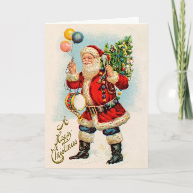 Navidad vintage, globos de Santa Claus victorianos (Anverso)