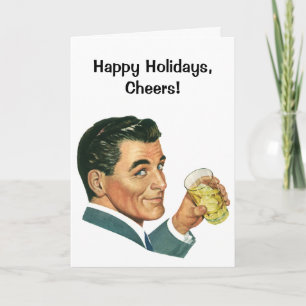 Navidad Vintage, Hombre Retro de los 50 bebiendo c