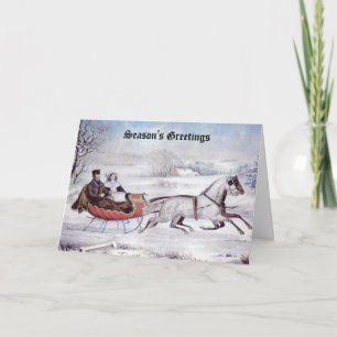Navidad Vintage, Invierno Camino, Caballo Sleigh