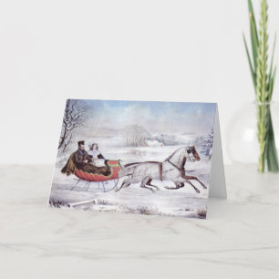 Navidad Vintage, Invierno Camino, Caballo Sleigh