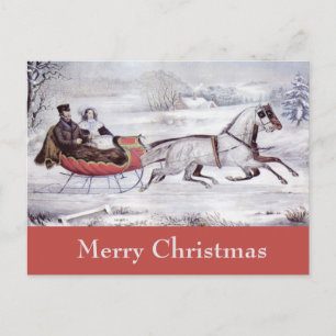 Navidad Vintage, Invierno Camino, Caballo Sleigh