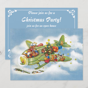Navidad Vintage, Invitación de Avión de Santa Clau