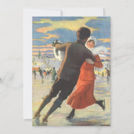 Navidad vintage, invitación romántica al patinaje