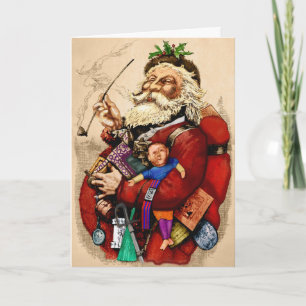 Navidad Vintage, juguetes de pipa de Santa Claus v