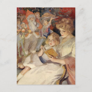 Navidad Vintage, Madre Leyendo Cuento de Dormir