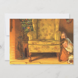 Navidad Vintage Niños Esperando a Santa Claus