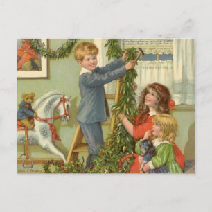Navidad Vintage, niños victorianos decorando