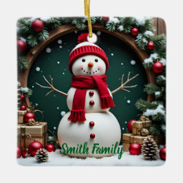 Navidad vintage - Ornamento cuadrado de cerámica