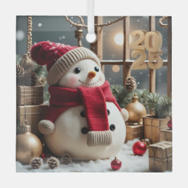 Navidad vintage - Ornamento de plaza de vidrio