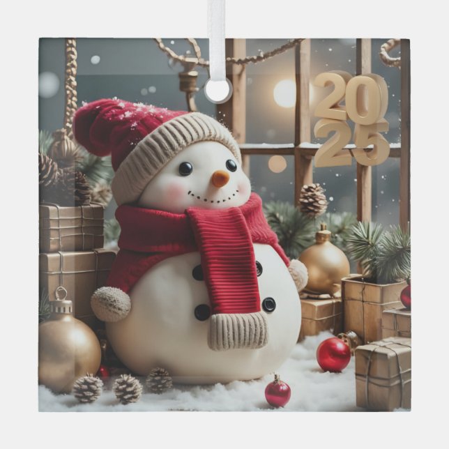 Navidad vintage - Ornamento de plaza de vidrio (Anverso)