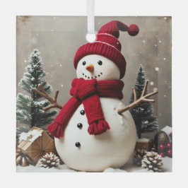 Navidad vintage - Ornamento de plaza de vidrio